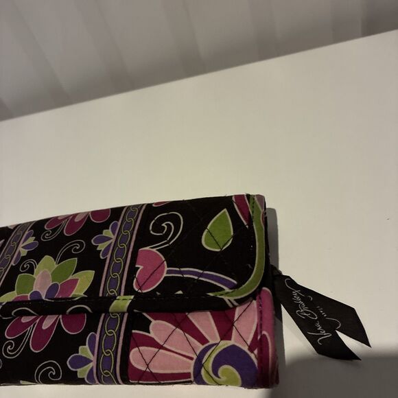 Vera Bradley  Trifold  Wallet- Magnetic Snap/ Black Multicolored Floral- Retired - Picture 2 of 15